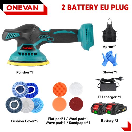 Afbeelding van ONEVAN Draadloze Auto Polijstmachine 6 Gear Elektrische Polijstmachine 7000 RPM Auto Waxen Polijstmachine Voor Makita 18 v Batterij pin