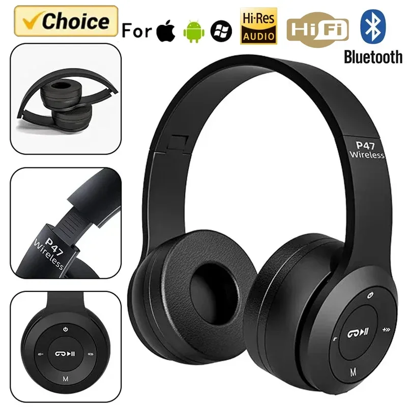 Afbeelding van Stereo P47 Headset 5.0 Bluetooth-headset Opvouwbare serie Draadloze buitensportheadset voor iPhone Samsung PC-gameaccessoires