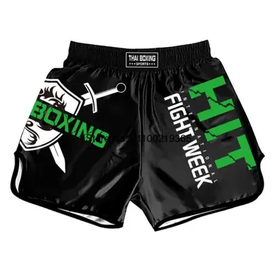 Image de Shorts de Muay Thai & Kickboxing - Noir avec Broderie Thaïlandaise