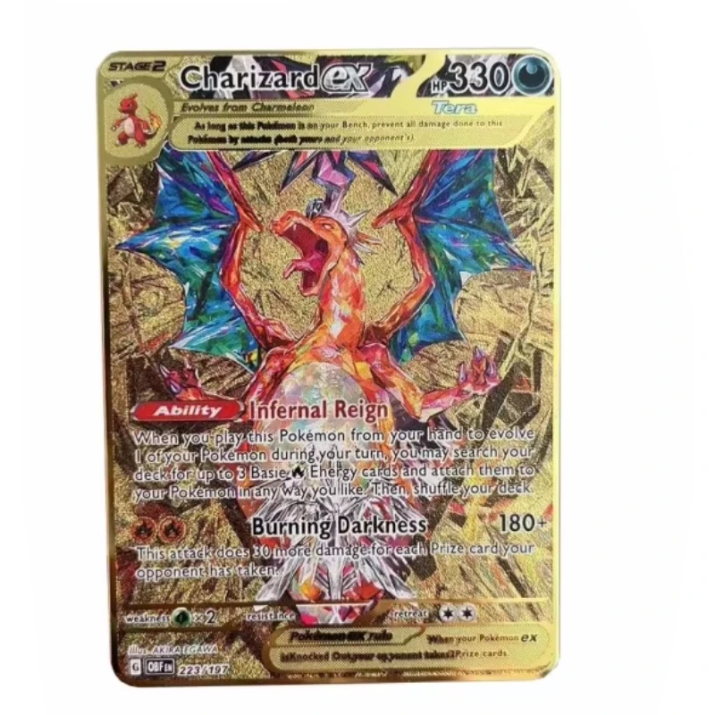 Afbeelding van Pokemon Kaart Vmax Metalen Pokémon Letters Pikachu Gx Mewtwo Charizard Vstar Anime Games Speelgoed Gouden Ijzer Speelkaarten Kinderen Geschenken