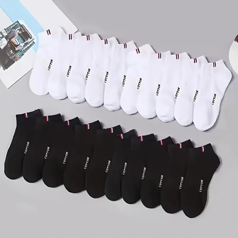 Imagen de Calcetines finos de barco para hombre, mezcla de verano, Color liso, informales, transpirables, absorbentes del sudor, calibración, 1-50 pares