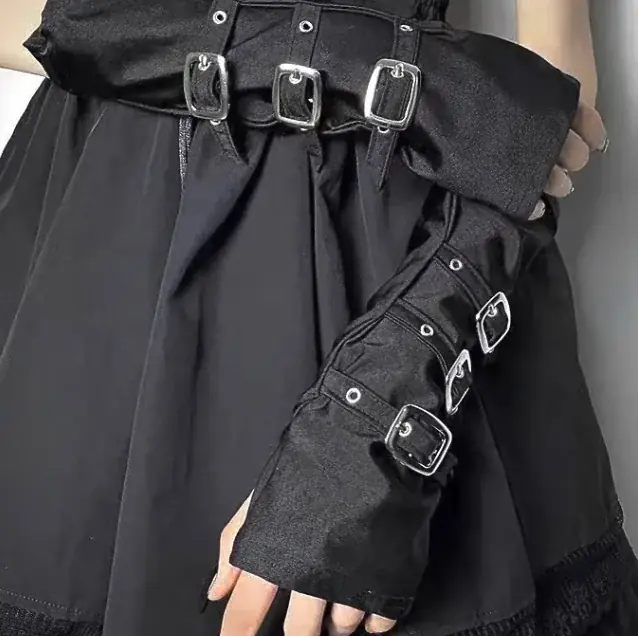 Image de Gants Sans Doigts Punk Lolita - Style Spandex & Bretelles