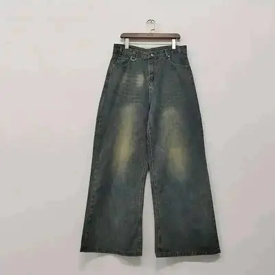 Image de Jean Décontracté Bleu Délavé Jambes Larges Homme