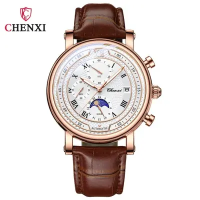 Image de Montre Homme Chronographe Cuir Lumineuse - Chenxi 976