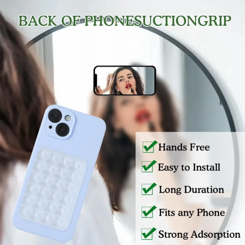 Image of Phone Silicone Suction Cup Holder Multifunctional Suction Cup Wall Stand Square Anti-Slip Single-Sided Case Mount Back Sticker