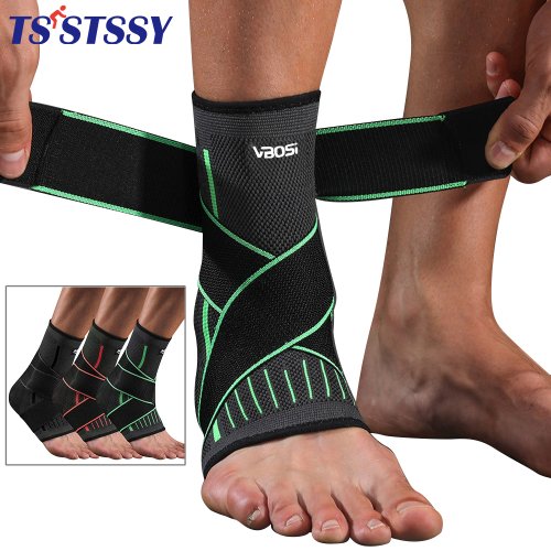 Afbeelding van Verstelbare Elastische Enkelbrace met Compressiemouw – Voetsteun en Stabilisator voor Plantaire Fasciïtis, Achillespeesontsteking en Sportieve Activiteiten