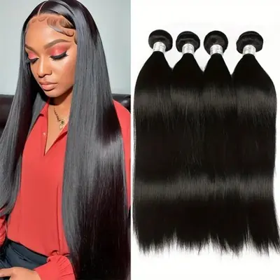 Image de Extensions cheveux brésiliens vierges lisses 30 pouces - Double trame