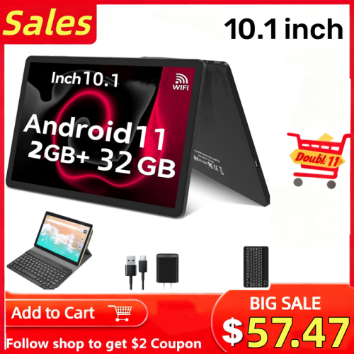 Afbeelding van 10,1 inch Tablet PC met 2 GB RAM en 32 GB ROM, Android 11, Allwinner A133 Octa-Core, 8 MP achteruitrijcamera, USB Type-C