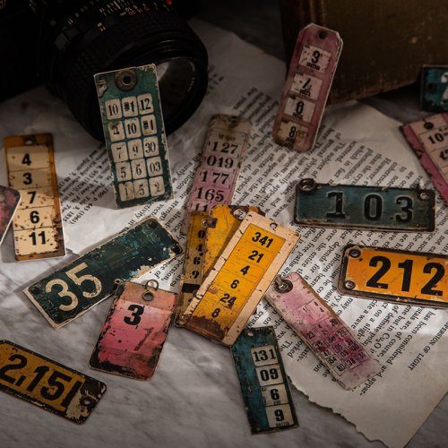 Image of 25-Piece Vintage Number Hard Card Label Stickers for Creative Scrapbooking, Journaling, and Stationery Decoration
