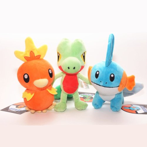 Imagen de Muñeco de peluche de Pokémon para niños, muñeco de peluche de Anime, Torchic, Treecko, Mudkip, Kawaii, Pikachu, regalos de Navidad y Halloween