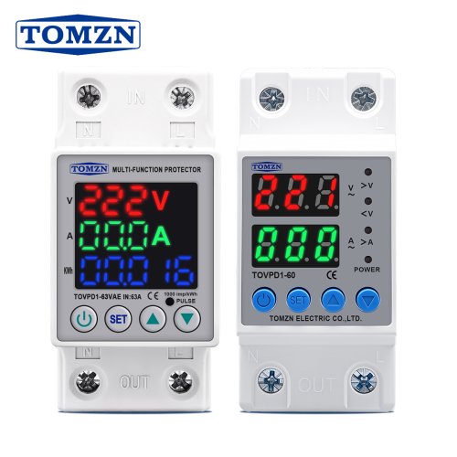 Immagine di TOMZN Din Rail Doppio Display Regolabile da Sovratensione Dispositivo di Protezione Corrente Relè di Protezione 40A 63A 80A 100A 220V 230V