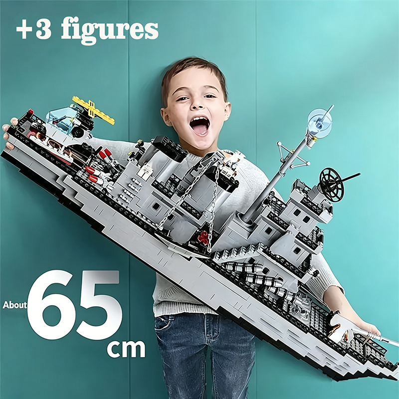 Image of Huge size 1560PCS Navy war ship Army ship model warship 6 in 1 multi-shape combination building blocks to build a boy toy set