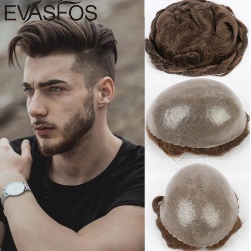 Immagine di Parrucche Uomo con Capelli Umani Indiani - Naturale e Resistente