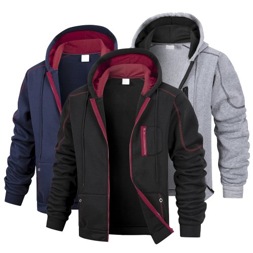 Bild von Modischer Herren-Hoodie mit Reißverschluss – Einfarbige Strickjacke im Slim-Fit-Stil für Sport und Freizeit