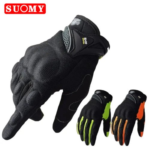 Image of SUOMY Breathable Full Finger Racing Motorcycle Gloves Quality Stylishly Decorated Antiskid Wearable Gloves Large Size XXL Black