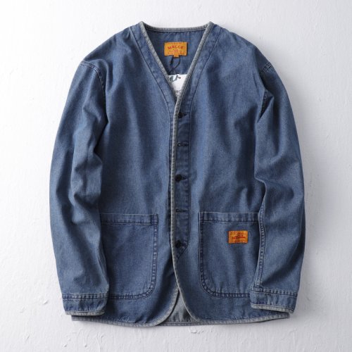 Imagen de Chaqueta Vaquera de Algodón Amekaji Japonés Retro con Lavado Pesado – Estilo de Trabajo Masculino, Cárdigan de Moda y Bata Taoísta para Hombres