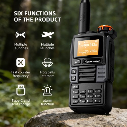 Quansheng UV-K6 Walkie Talkie 5W Air Band Radio Tyep C Lading Uhf Vhf Dtmf Fm Scrambler Noaa Draadloze Frequentie Tweeweg Cb Radio