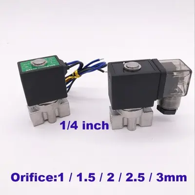 Image de Électrovanne d'eau 12V DC - G1/4 - Orifice 1 à 3mm - SS304