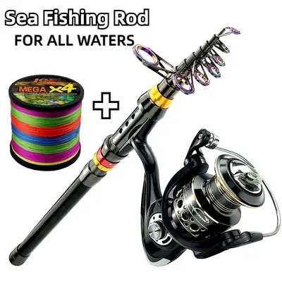 Image de Combo Canne à Pêche Spinning 3.6m - Fibre de Carbone & Moulinet Métal