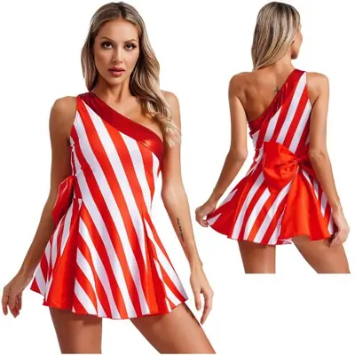 Image de Robe de Danse Noël Femme - Rayures Bonbon