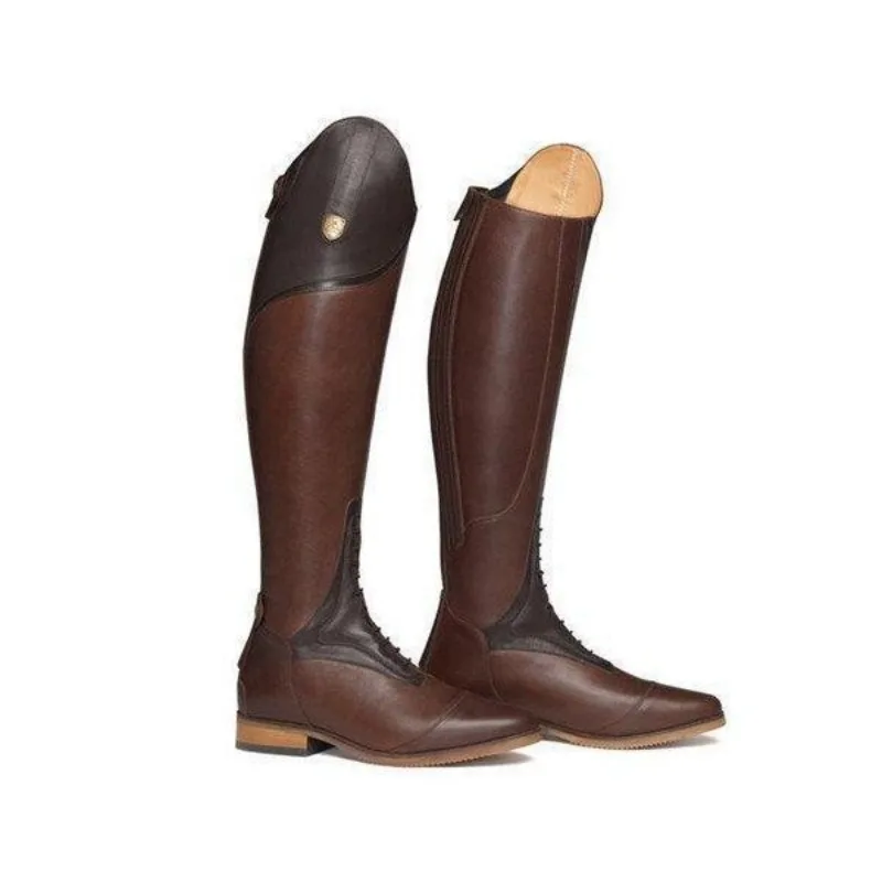 Immagine di Stivali da equitazione marroni Stivali da salto in pelle bovina Stivali da salto unisex equestri Att...