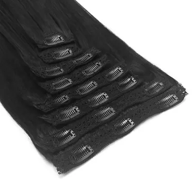 Image de Extensions à clips cheveux humains lisses brésiliens naturels