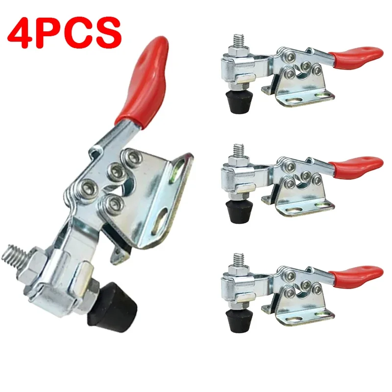 Imagen de 4 Uds abrazadera rápida Horizontal abrazadera de sujeción portabrocas GH-201 máquina de grabado para carpintería compresor 27KG abrazadera de palanca Vertical