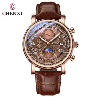 Image de Montre Homme Chronographe Cuir Lumineuse - Chenxi 976