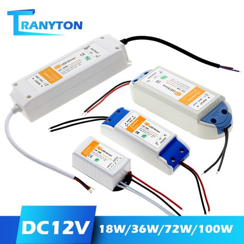 Zdjęcie Transformatory oświetleniowe LED DC12V 18W 36W 72W 100W Zasilacz sterownika LED do taśmy LED Zasilacz 12V