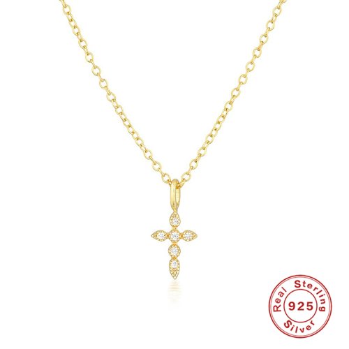 Image de Collier en Argent Sterling avec Pendentif Croix Cristal