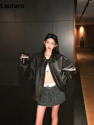 Veste Faux Cuir Rétro - Style Cool & Surdimensionné