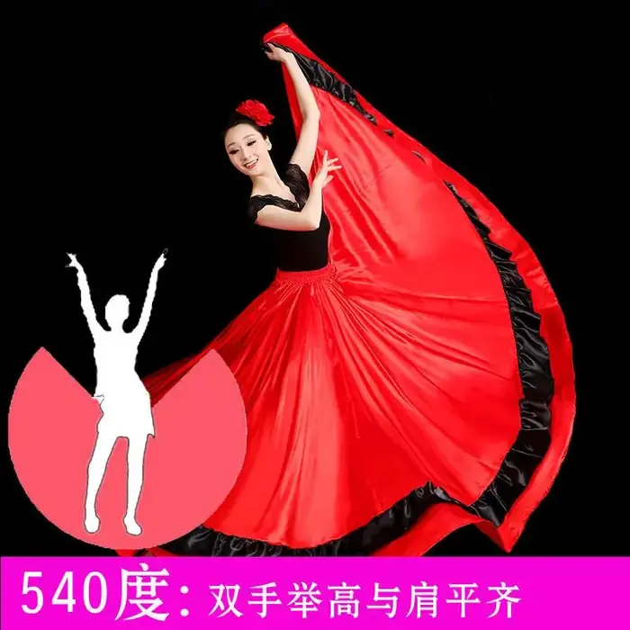 Image de Jupe Flamenco Rouge Satinée - Danse du Ventre & Performance