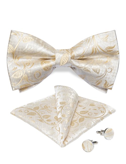 Imagen de Pajarita de Lujo con Estampado Paisley Blanco para Hombre y Mujer
