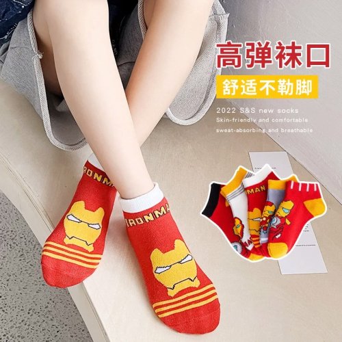 Afbeelding van 5 Pairs Kinderen Sokken Spider-Man Kids Jongens Korte Sokken Iron Man Captain America Cartoon Baby Zomer Lente mesh Sokken 1-12Y