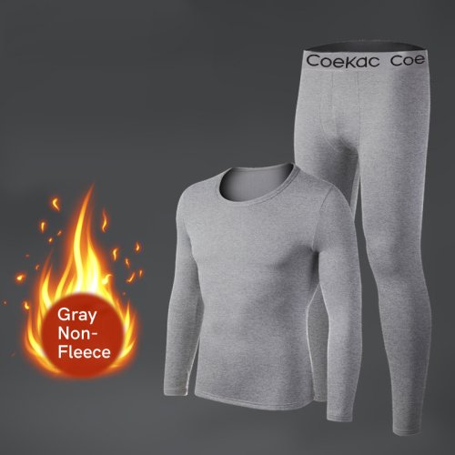 Image of Men's Thermal Underwear Set Long Johns Base Layer for Fall and Winter – Warm, Breathable, Elastic Waist Sport Wear with Long Sleeve Top and Pants