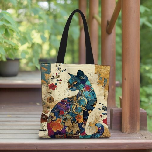 Sac Chat Floral - Tote Bag Élégant & Pratique
