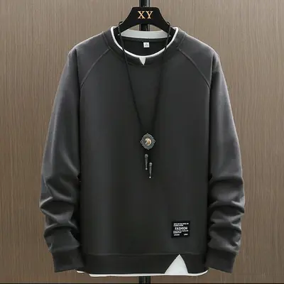 Image de Pull Homme Harajuku Faux 2 Pièces Col Rond Streetwear