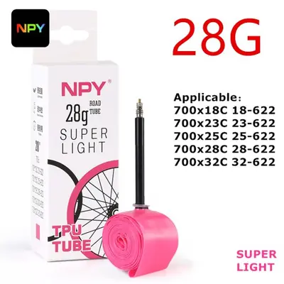 npy 1 pièces ultraléger 28g vélo tpu chambre à air 700x18 25 28 32 vélo de route tpu matériel pneu 65mm longueur valve française