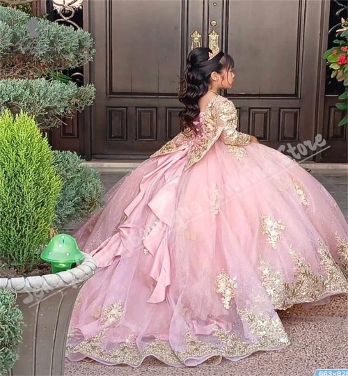Bild von Prinzessinnen-Kleid für besondere Anlässe – Rosa mit Gold