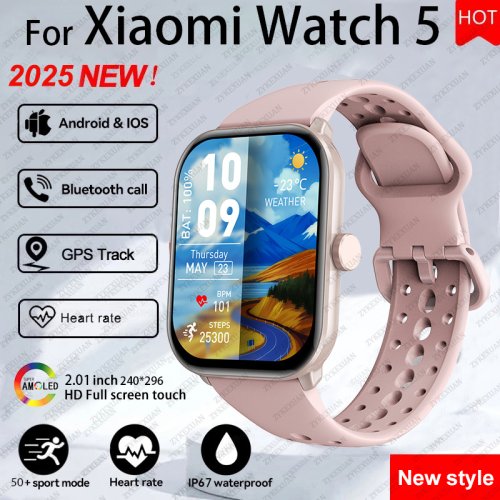 Image of Global Version Watch 5 Men Women AMOLED Display Heart Rate Bluetooth Call Waterproof Sports GPS Track SmartWatch For Android iOS