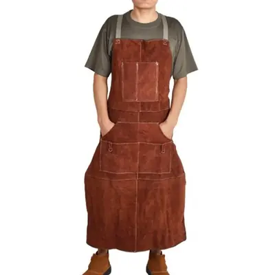 Image de Tablier de Soudage en Cuir de Vache - Protection Thermique & Lavable