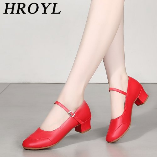 Image of Women's Modern Tango Dance Shoes for Salsa, Latin & Ballroom – Low Heel, Soft Comfortable Dance Shoes in Red and Black