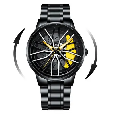 Image de Montre Sportive Noir Élégante avec Cadran Rotatif - Nouveauté 2024