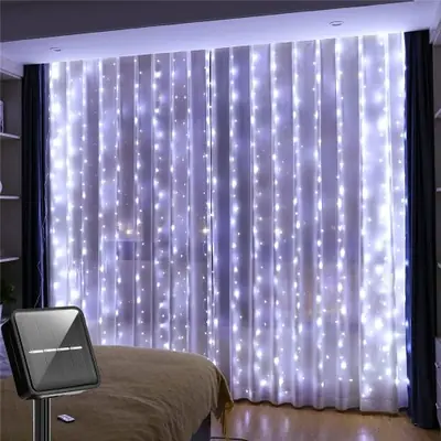 Image de Rideau Lumineux Solaire 300 LED - Décoration Extérieure Étanche