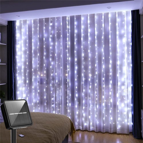Bild von Solar Vorhang Licht führte im Freien wasserdicht 120leds Girlande Dekoration Lichterketten Hof Weihnachten Fee Girlande Lichterketten