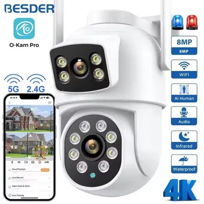 Image de Caméra de Surveillance Extérieure 4K PTZ WiFi - Détection Humaine & Audio