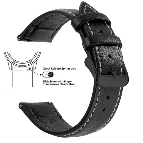Image de Bracelet Montre Cuir Véritable 18-22mm - Changement Rapide