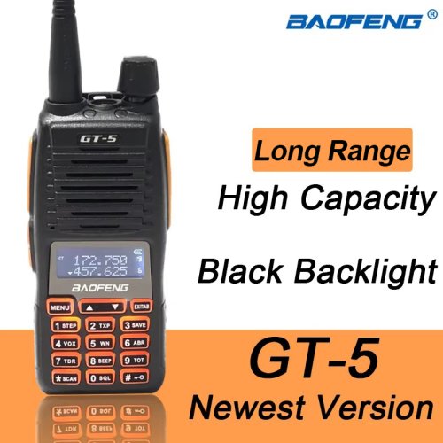 Image of 2021 BF GT-5 Baofeng Walkie Talkie Long Range Two Way Ham Radio UHF VHF Dual PTT hf Transceiver Portable Radios Upgrade New