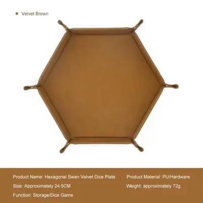 Image de Plateau à Dés Hexagonal en Cuir avec Boîte de Rangement