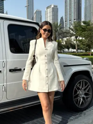 Image de Robe Mini Chic Col V Manches Longues